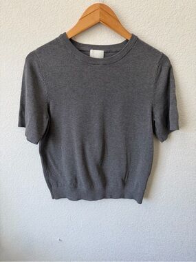 H&M Women's Short-Sleeve Knit Top Charcoal Gray Size M